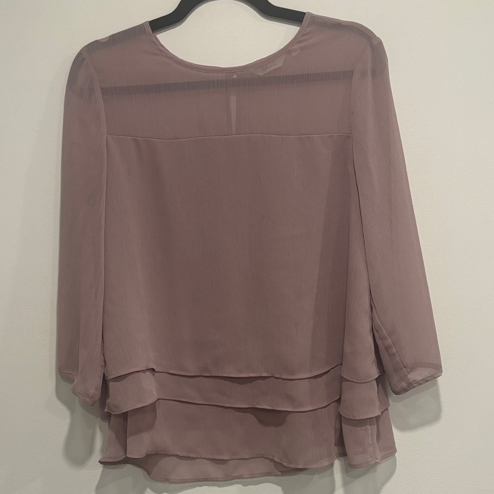 Reitmans Mauve Sheer Layered Blouse – Size Small